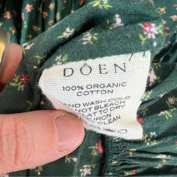 Doen Marcela Floral Puff Sleeve Dress Forest Parc Monceau Size XL Organic Cotton - Picture 7 of 7